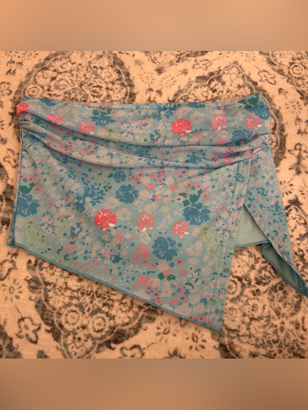 Light Blue Floral Crop Top